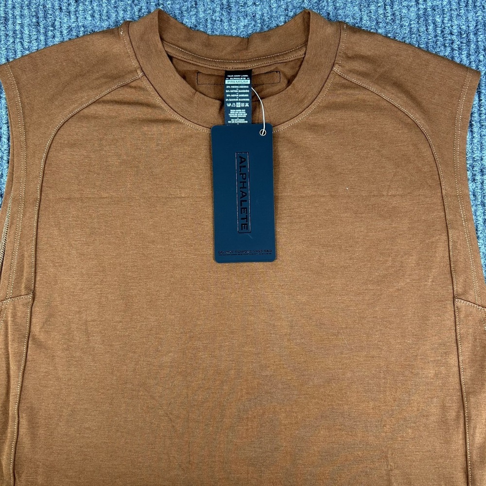 New Alphalete Men's Premium Stepped Hem Tank Large Mohogany Gym Running Yoga